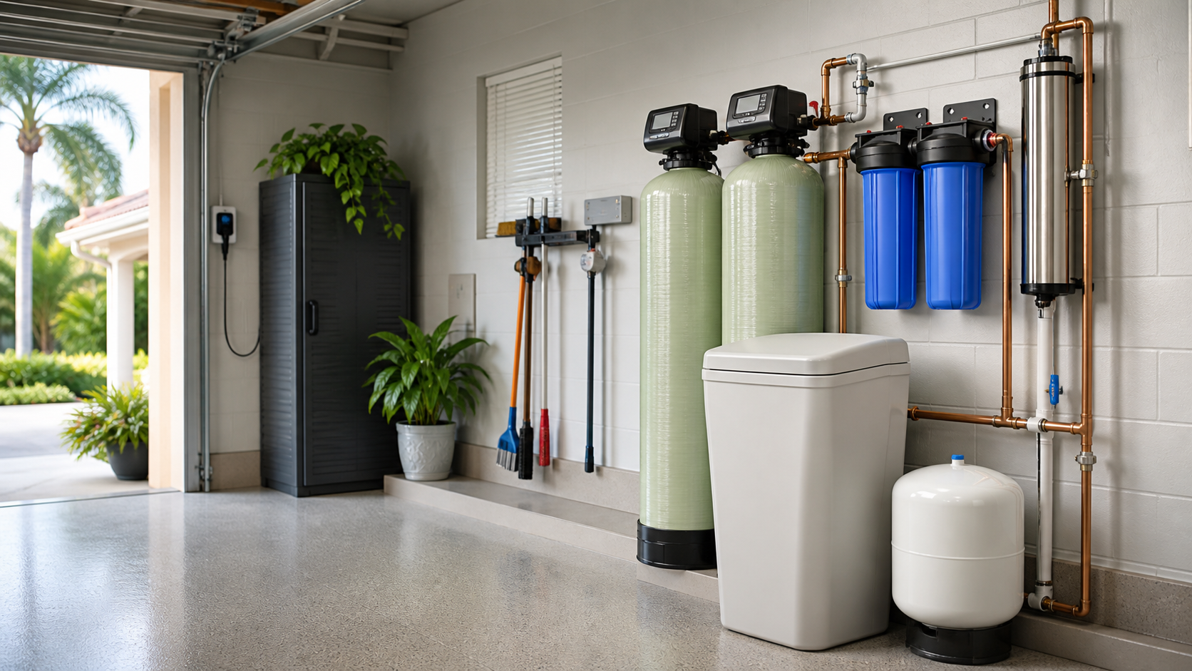 Residential water softener installation equipment
